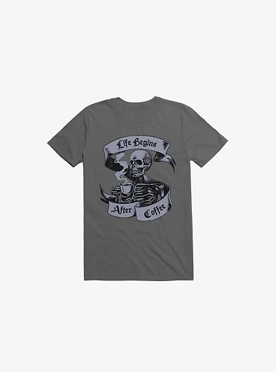Beans & Bones Coffee Skeleton Asphalt Grey T-Shirt
