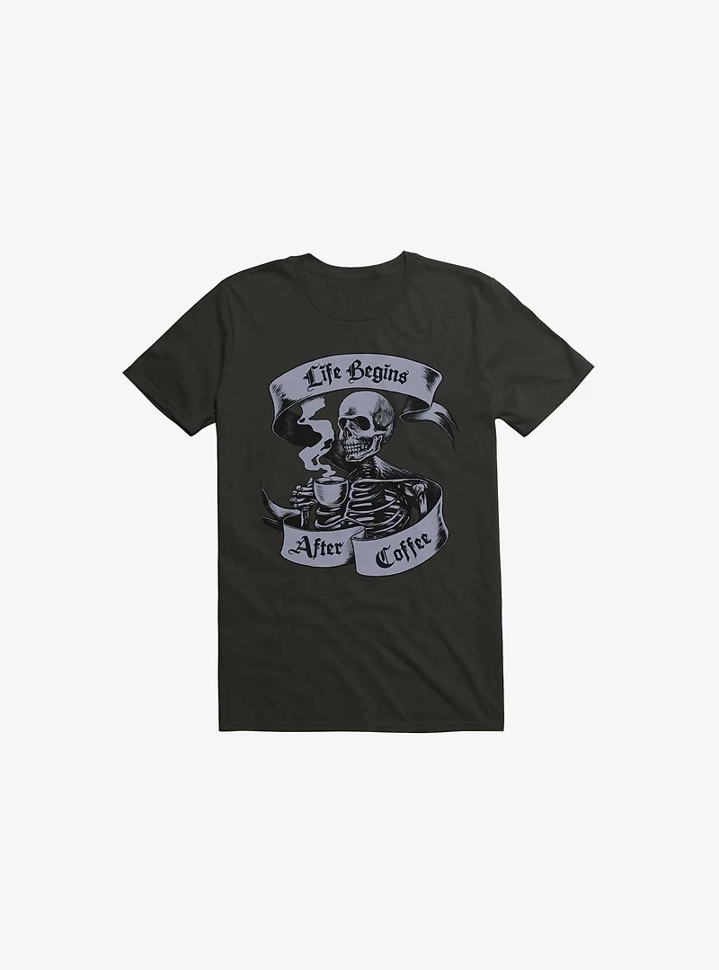 Beans & Bones Coffee Skeleton Black T-Shirt