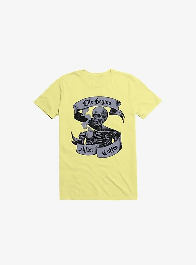 Beans & Bones Coffee Skeleton Corn Silk Yellow T-Shirt