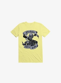 Beans & Bones Coffee Skeleton Corn Silk Yellow T-Shirt