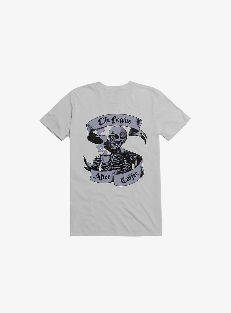 Beans & Bones Coffee Skeleton Ice Grey T-Shirt