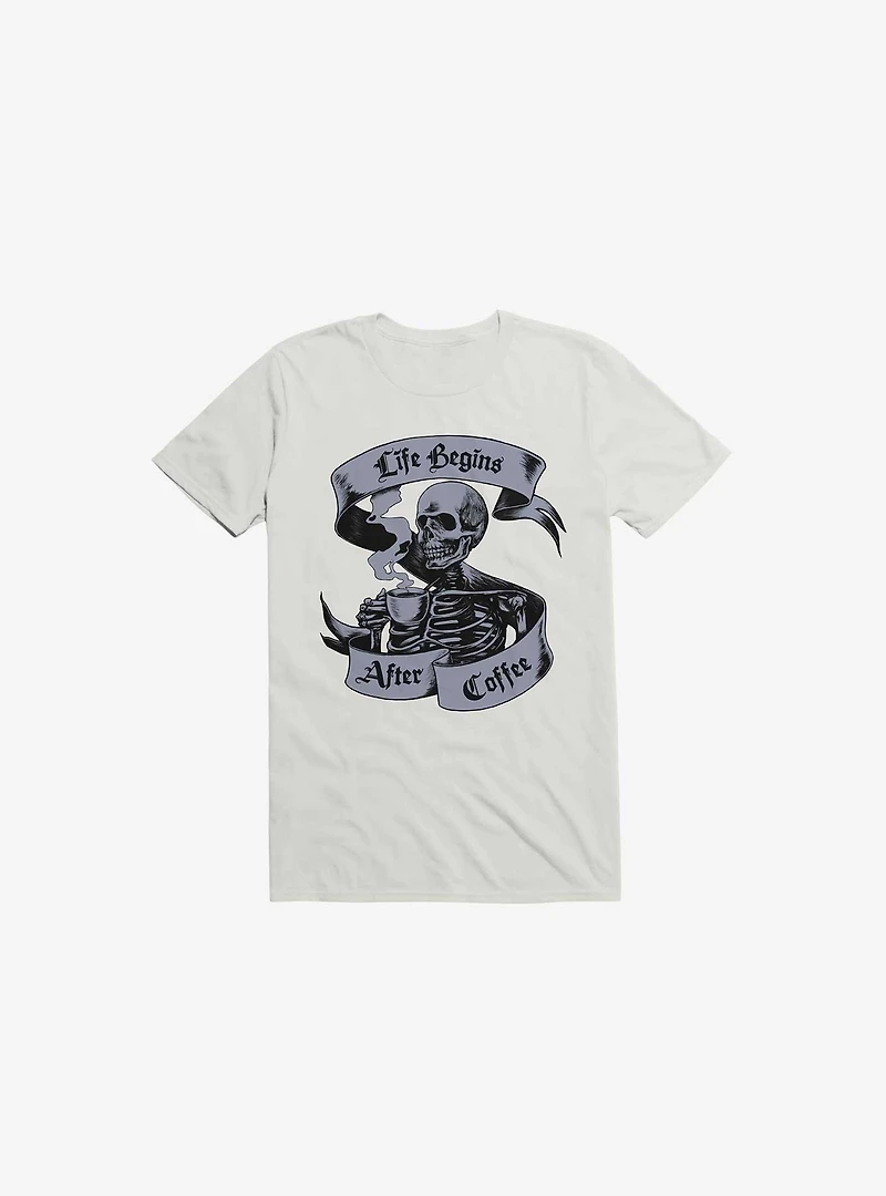 Beans & Bones Coffee Skeleton White T-Shirt