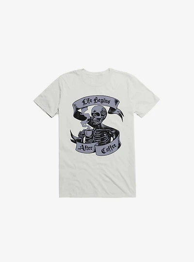 Beans & Bones Coffee Skeleton White T-Shirt