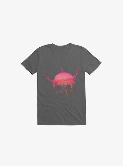 Blood Skull With Viking Helmet Asphalt Grey T-Shirt