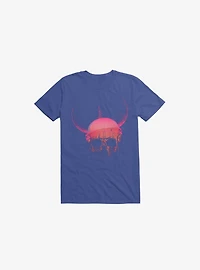 Blood Skull With Viking Helmet Royal Blue T-Shirt