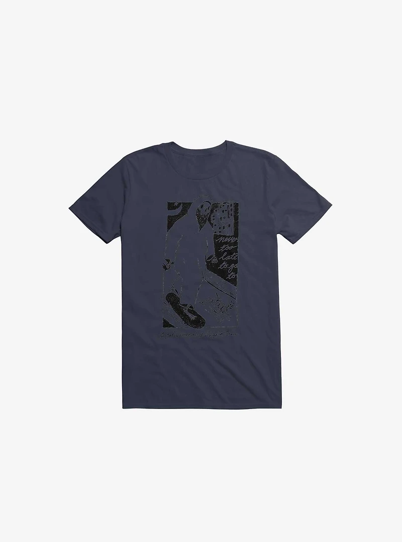 Nightclashh Skateboard Navy Blue T-Shirt