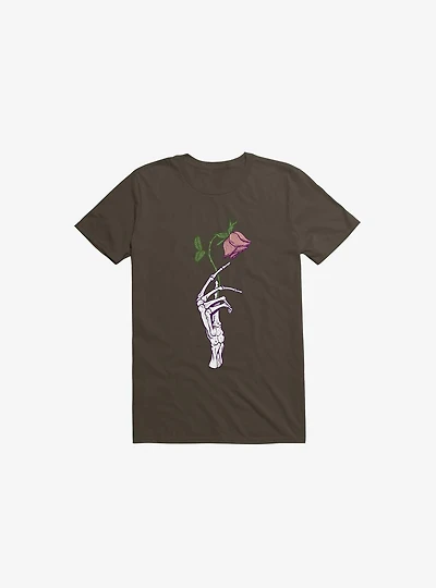 The Dead Rose Skeleton Hand Brown T-Shirt