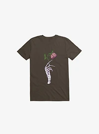 The Dead Rose Skeleton Hand Brown T-Shirt