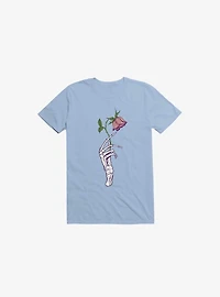 The Dead Rose Skeleton Hand Light Blue T-Shirt