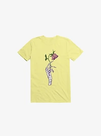 The Dead Rose Skeleton Hand Corn Silk Yellow T-Shirt