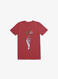 The Dead Rose Skeleton Hand Red T-Shirt