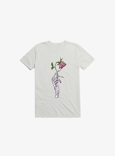 The Dead Rose Skeleton Hand White T-Shirt