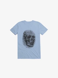 Unique And Equal Skull Fingerprint Light Blue T-Shirt