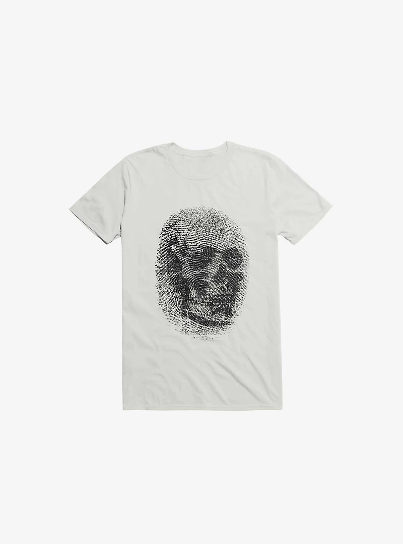 Unique And Equal Skull Fingerprint White T-Shirt