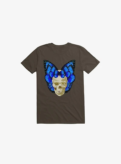Wings Of Death Butterfly Skull Brown T-Shirt