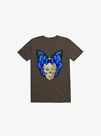 Wings Of Death Butterfly Skull Brown T-Shirt
