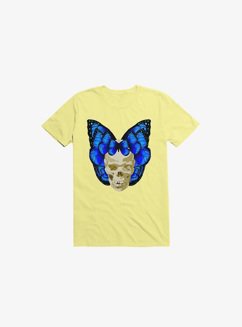 Wings Of Death Butterfly Skull Corn Silk Yellow T-Shirt