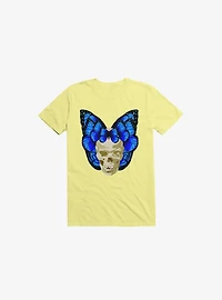 Wings Of Death Butterfly Skull Corn Silk Yellow T-Shirt