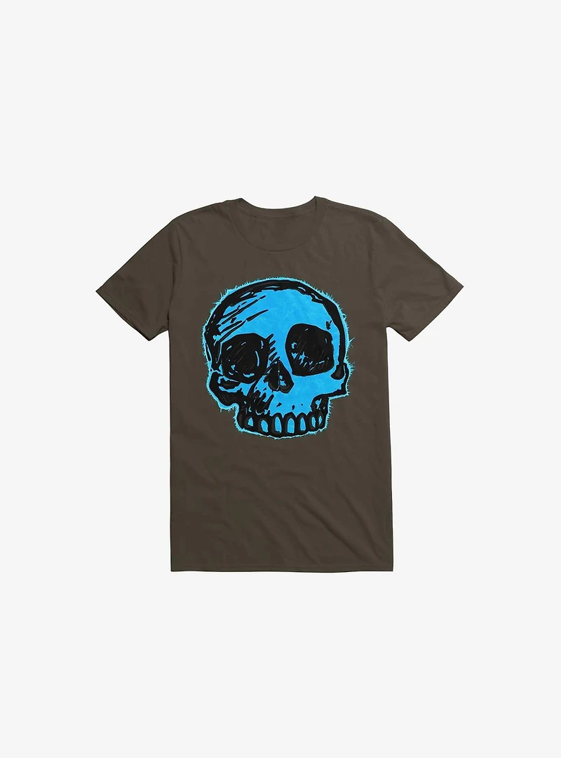 Blue Skull Brown T-Shirt