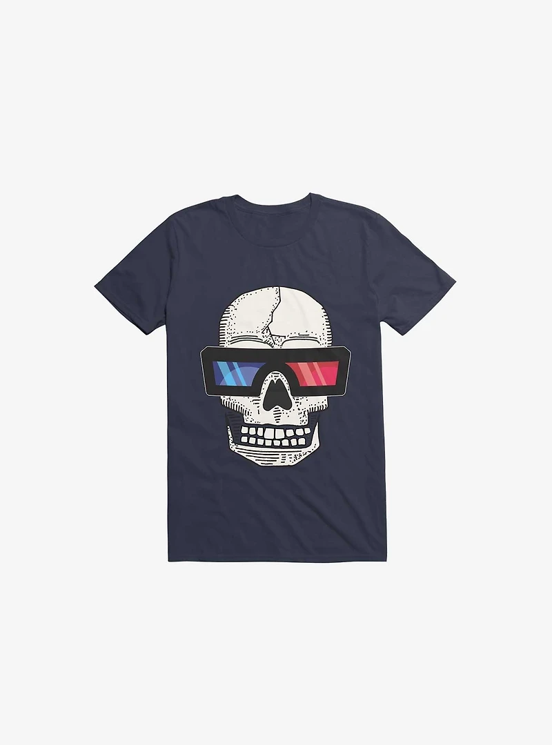 Happy Skull Living Life 3D Navy Blue T-Shirt