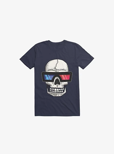 Happy Skull Living Life 3D Navy Blue T-Shirt