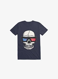 Happy Skull Living Life 3D Navy Blue T-Shirt