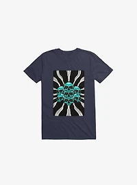 Pile Of Bones Skull Navy Blue T-Shirt