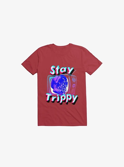 Stay Trippy Cute Retro Aesthetic Universal Vibe Skull Red T-Shirt