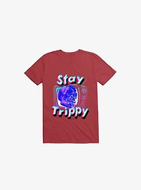 Stay Trippy Cute Retro Aesthetic Universal Vibe Skull Red T-Shirt