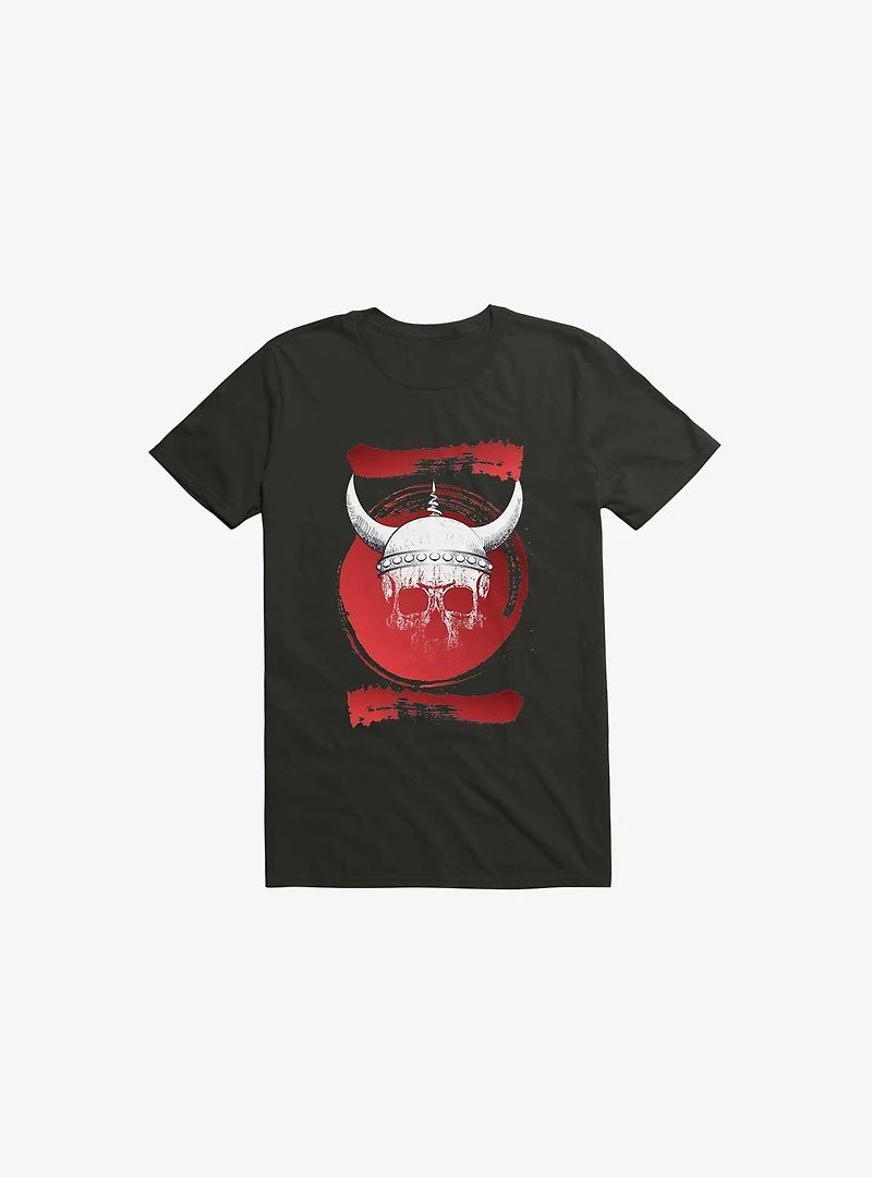 White Trippy Viking Helmet Smears Black T-Shirt