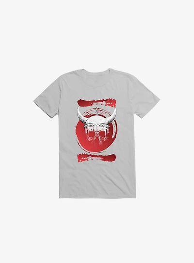 White Trippy Viking Helmet Smears Ice Grey T-Shirt