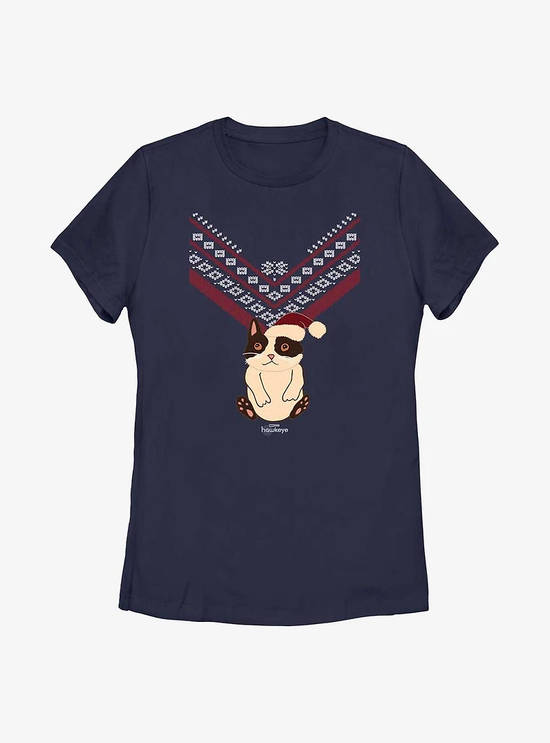 Marvel Hawkeye Cat Sweater Pattern Womens T-Shirt