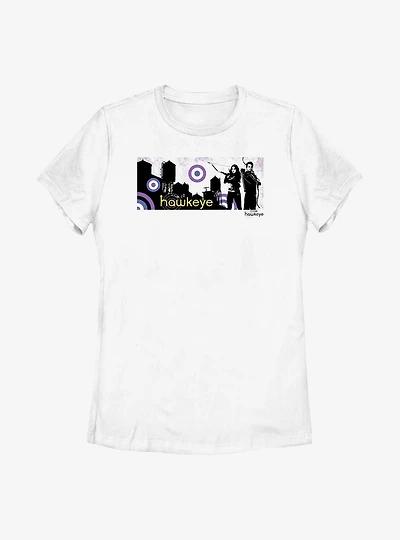 Marvel Hawkeye City Stencil Graphic Womens T-Shirt