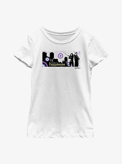 Marvel Hawkeye City Stencil Graphic Youth Girls T-Shirt