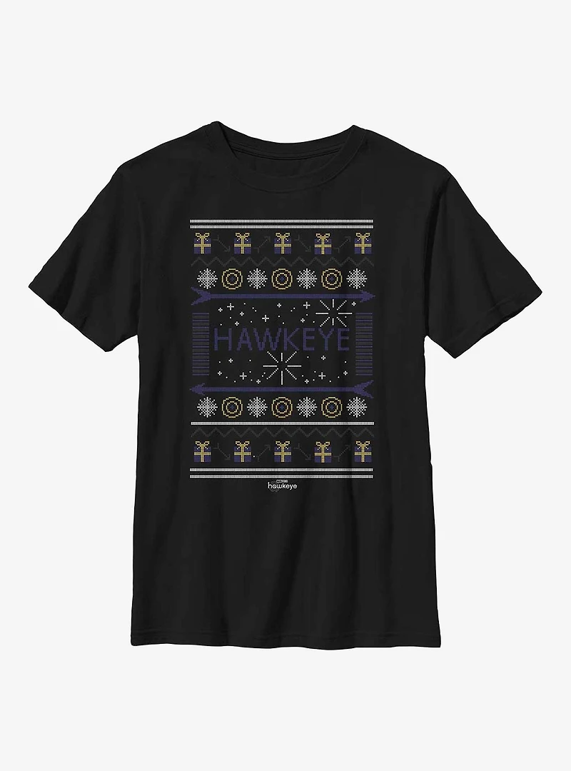Marvel Hawkeye Christmas Sweater Pattern Youth T-Shirt