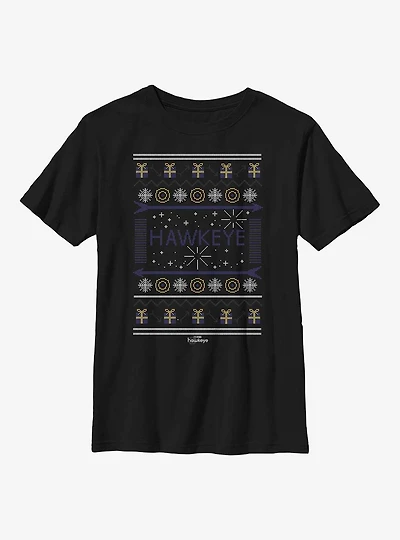 Marvel Hawkeye Christmas Sweater Pattern Youth T-Shirt