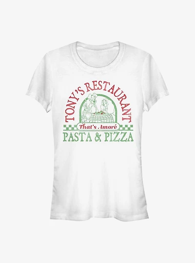 Disney Lady And The Tramp Tony's Restaurant Pasta & Pizza Girls T-Shirt