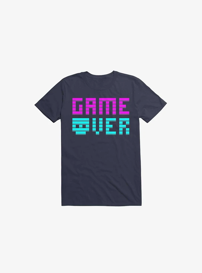 Game Over Skull Navy Blue T-Shirt