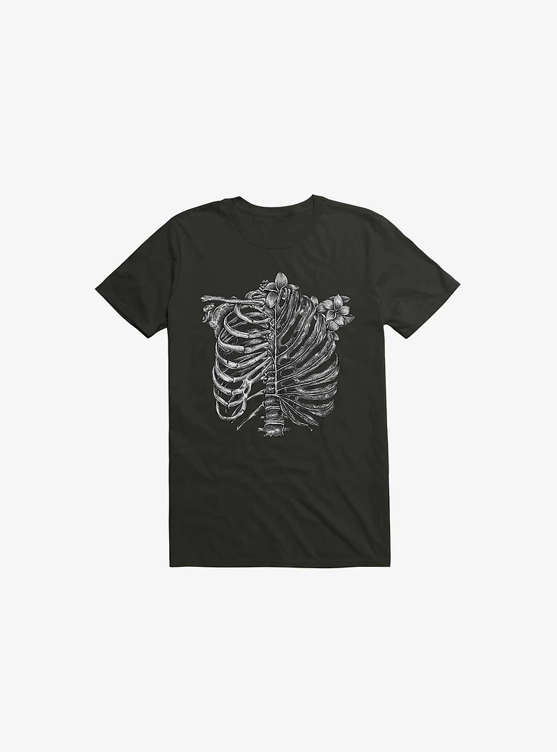 Skeleton Rib Tropical Black T-Shirt