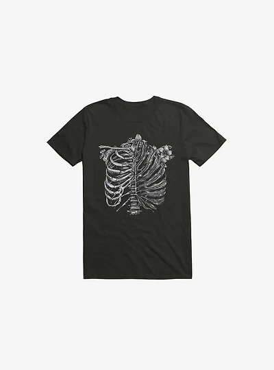 Skeleton Rib Tropical Black T-Shirt