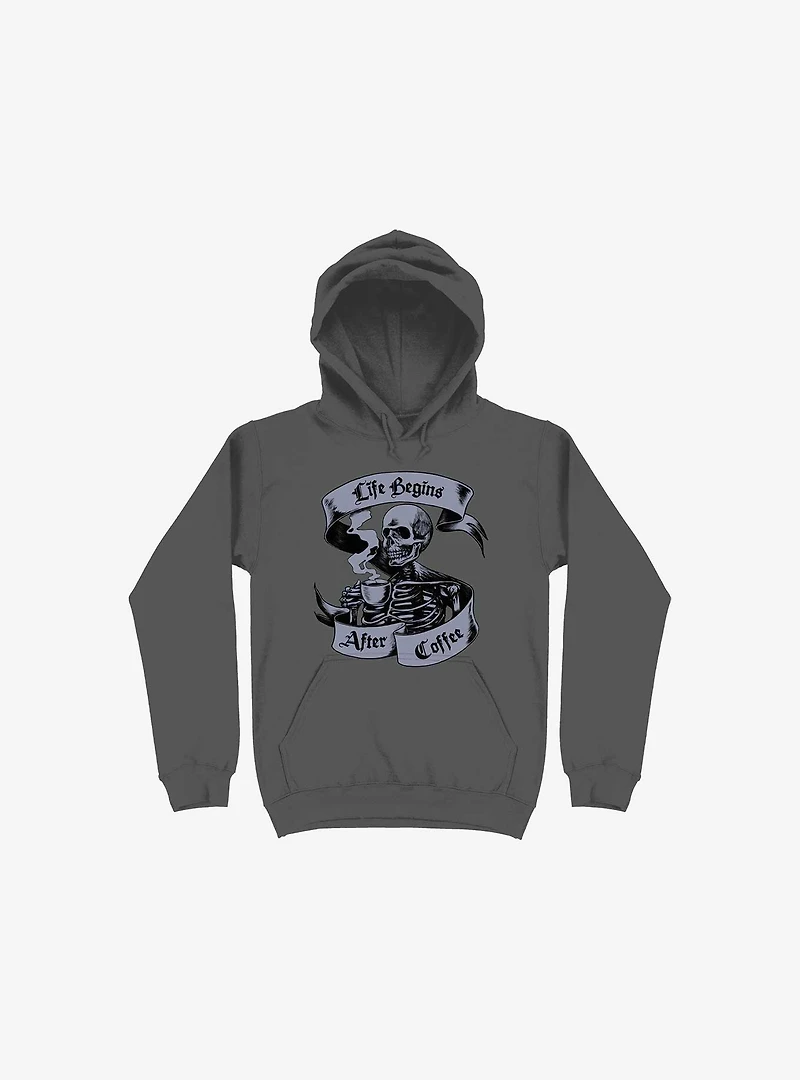 Beans & Bones Coffee Skeleton Asphalt Grey Hoodie