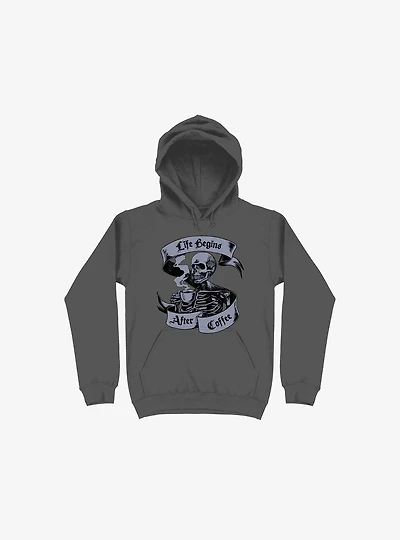 Beans & Bones Coffee Skeleton Asphalt Grey Hoodie