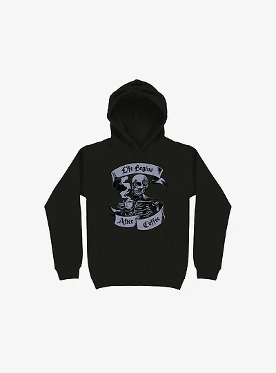 Beans & Bones Coffee Skeleton Black Hoodie