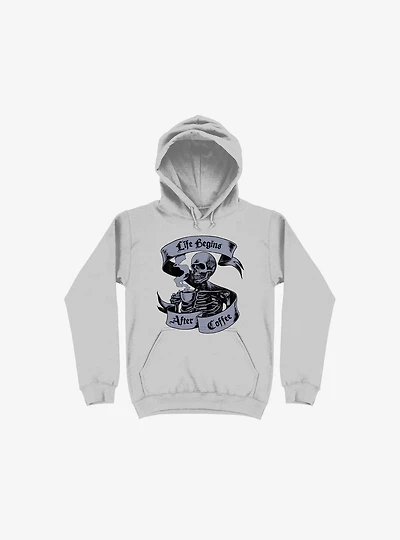 Beans & Bones Coffee Skeleton Silver Hoodie