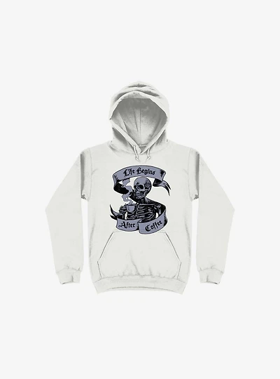 Beans & Bones Coffee Skeleton White Hoodie