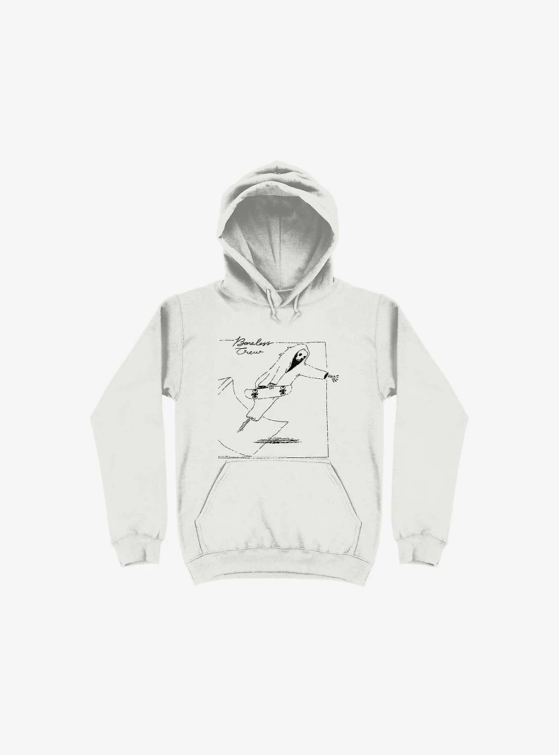 Boneless Crew Skater Skeleton White Hoodie