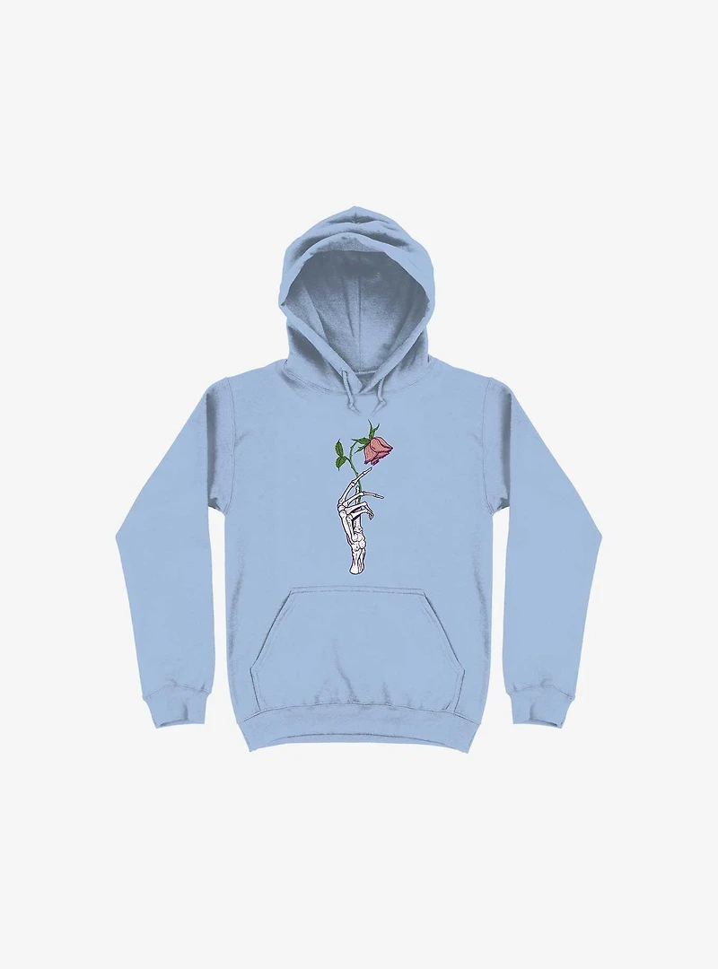 The Dead Rose Skeleton Hand Light Blue Hoodie