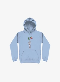 The Dead Rose Skeleton Hand Light Blue Hoodie