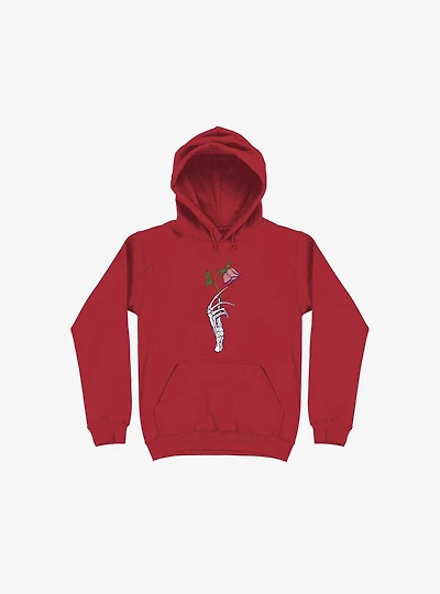 The Dead Rose Skeleton Hand Red Hoodie