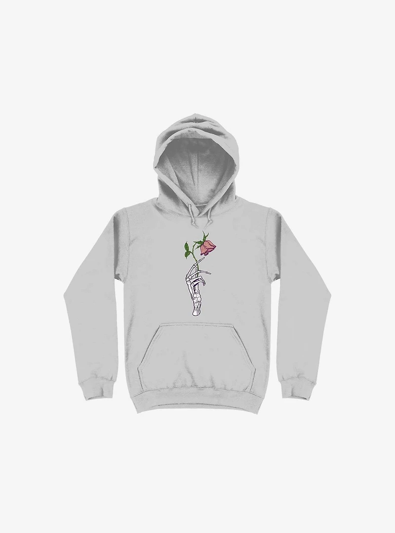 The Dead Rose Skeleton Hand Silver Hoodie